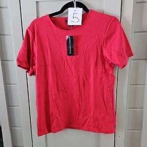 #5 NWT Red Pima Cotton Short Sleeve Women's Tee Sz Med Ptp 21